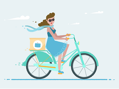 on my way bicycle bike cake chcarcter girl rower sunglasses woman