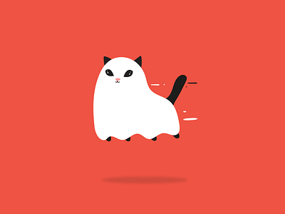 kitty ghost cat creature creepy cute flat fly ghost halloween illustration monster scary vector