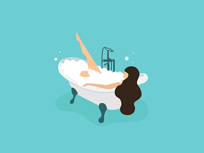 Bath bath character girl hair illustration relax woman