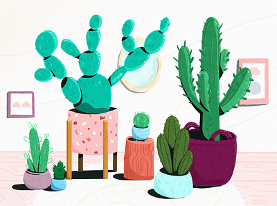 cacti cacti cactus fireart fireart studio illustraion plant plants