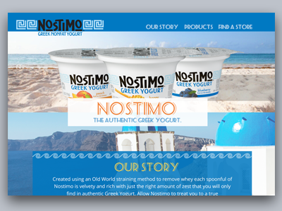 Nostimo Shot Cover blue desktop greek greek yogurt mockup one page one page website web design website yogurt