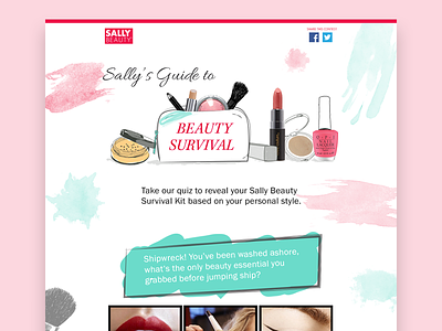Beauty Survival Quiz beauty design illustrator makeup paint pastel photoshop quiz sketch web