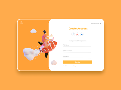 Sign Up Page 3d create account daily ui design graphic design sign in sign up ui ux web web design website