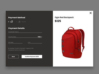 Checkout backpack bag black checkout credit card design graphic design payment red shop ui ux web webdesign websit website design white