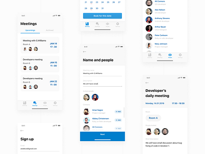 Meetly app behance interface ios meetings mobile office ui ux