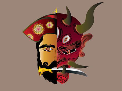 Sri Lankan Nilame and Japanese Mask design graphic design illustration illustrator logo