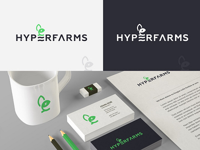 Hyperfarms - logo design brand identity branding hydroponics logo