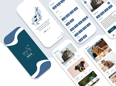 Rescue - Pet Adoption Application adobexd app pet petadoption ui uidesign uiux ux uxcasestudy uxdesign