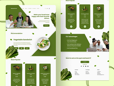 Restaurant Landing Page design green landing page restaurant ui vegetable web design
