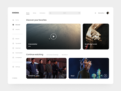Sinema - Dashboard dashboard figma ui design video streaming website