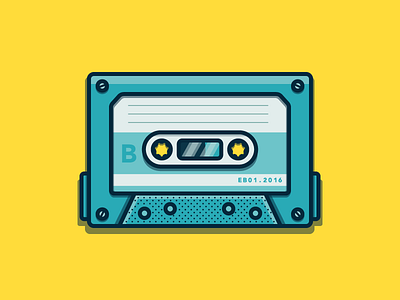 B Side 90s audio blue cassette full sail illustration mark music rebound student vector yellow