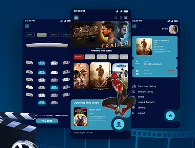 Movie Booking App UI androidappsolutions graphic design illustration movie moviebookingapp ui ui creativeui ux vector