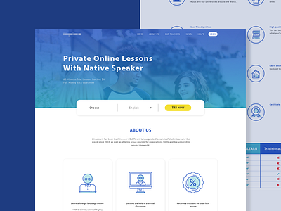Online Course Homepage course design icon illustration lenguage website