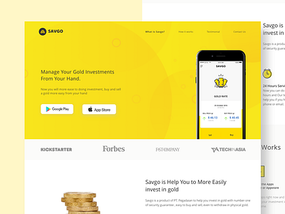Savgo App Landing Page app app website bank gold investment landing page product website tracker ui ux web design website