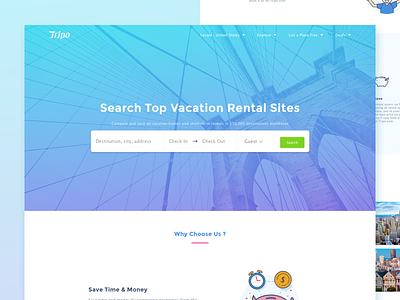 Tripo - Homepage | Exploration compare home homepage illustration travel web design website