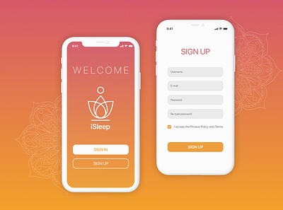 Sign up page for iSleep app 001 app dailyui design ui uichallenge ux