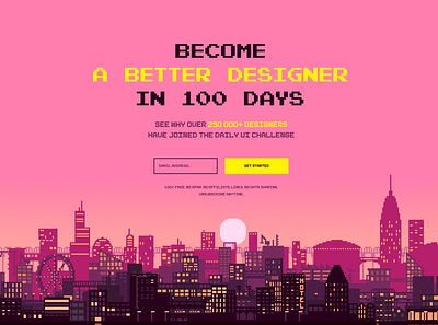 Daily UI challenge landing page concept 100 8bit dailyui design newtrends pixel pixelart pixelchallenge pixeltrend trends2022 ui uichallenge ux