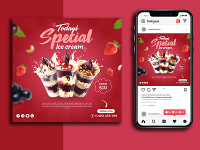 Ice Cream Social Media Post/Banner Design