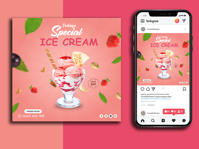 Ice Cream Social Media Post/Banner Design