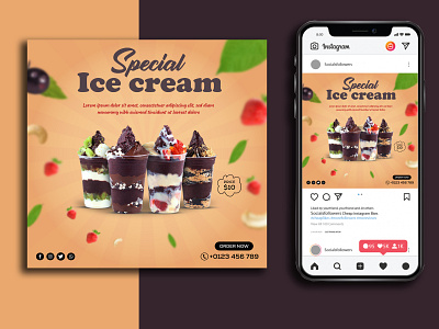 Ice Cream Social Media Post/Banner Design