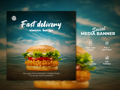 Food Burger Social media banner design