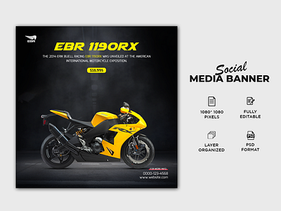 Bike Social Media Post Design banner design bike bike banner design creative facebook ads graphic design instagram post instagram story instagram template modern banner post design social media pack socialmedia speed trendy