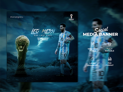 Lionel Messi - Argentina Poster Design albiceleste argentina design fifa world cup football futbol graphic lionelmessi messi poster qatar 2022 soccer social media sports