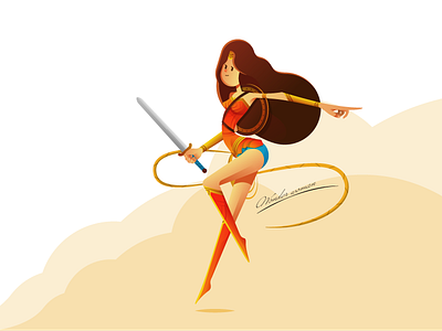 Wonder woman character illustration justice league super heroes vector wonder woman