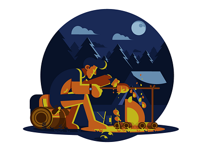 Camp camp character draw flat illustration vector