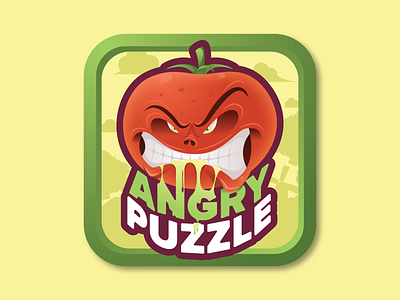 Tomato angry character draw game icon illustration vector