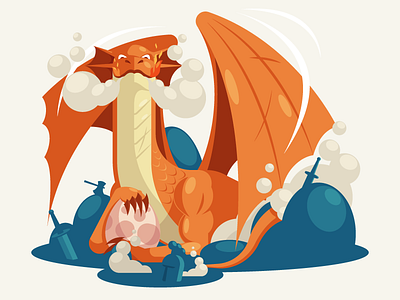 The Mother of Dragon adobeillustrator character dragon flat vector