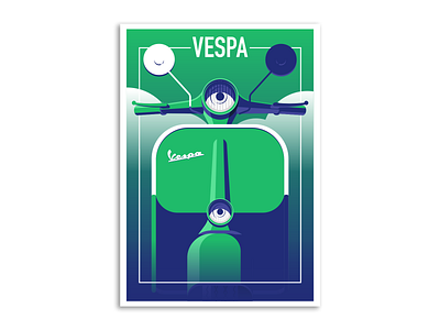 Vespa_poster adobe illustrator adobeillustrator design draw flat illustration illustrator poster vector