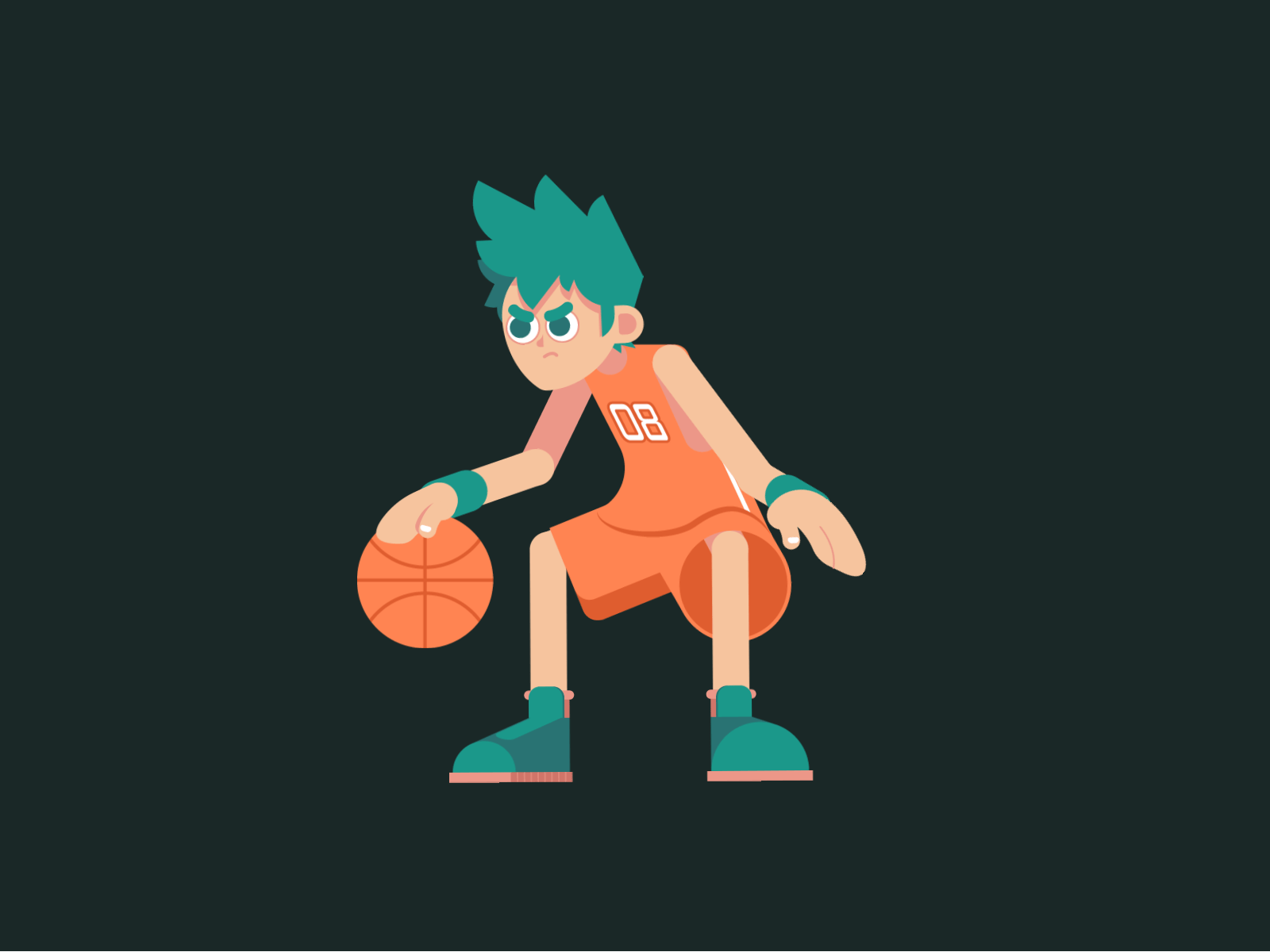 basketball_player adobe illustrator adobeillustrator animation character flat illustration illustrator sport vector