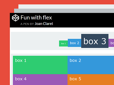 Codepen flexbox examples: Fun with flex code codepen css css3 flat flex flexbox frontend responsive scss