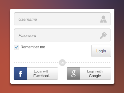 Login background button checkbox facebook form google input login password shadow ui