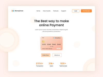 MoneyDraw Credit card Landing page bank bank website concept credit card design landing page minimal modern website template webdesign website design
