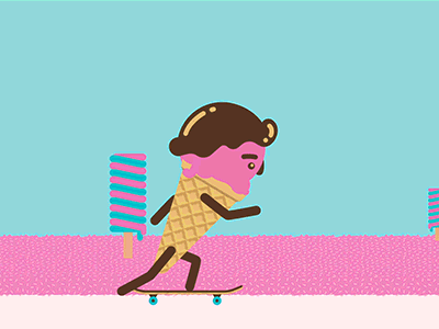 Skatecream candy candyland ice cream kickflip rubberhose skate skateboard soja