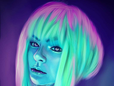 Colorfull Digital painting art cyber art design digital painting girl illustration new painting photoshop portrait