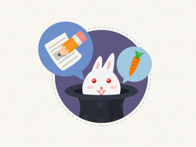 Rabbit hat icon illustration pencil rabbit