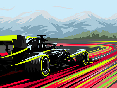 Hello Dribbble! Formula-1 illustration