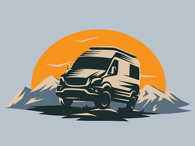 Car Camping Illustration camp campground camping car illustration offroad recreational rv simple truck van vehicle