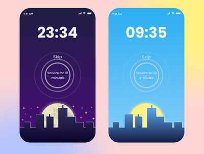 Alarm Clock Application alarm clock app clock design illustration mobile ui ux