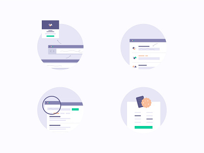Targeting Options Illustrations blue browser circle circles cookies icon icons illustration illustrative inputs magnifier popup popups product sleeknote targeting ui ux web zoom