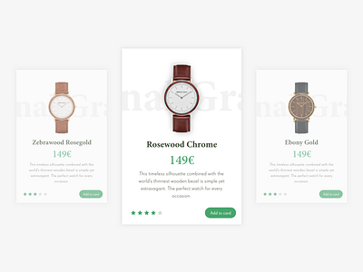 Shopping UI Card card ecommerce green interface shop shopping ui ux watch wood