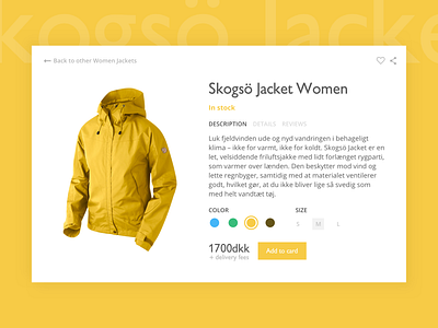 Fjällräven Product Card card clothing e commerce jacket product shop ui ux web yellow
