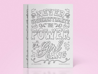 Never Undestimate the Power of a Girl Gang feminist lettering outlines type typographic print typography