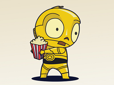 C3PO c3po cartoon gold illustration movie popcorn robot starwars vector