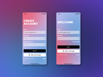 Sign in / Sign up app create account daily ui mobile sign in sign up ui