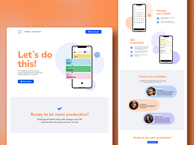 Landing page for Habit App app application design landing for app landing page landing page for app product design ui uiux uiux design ux web for app