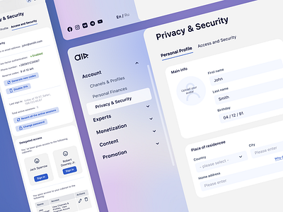 Marketing dashboard adaptation dashboard design marketing my profile privacy product design saas security ui uiux design